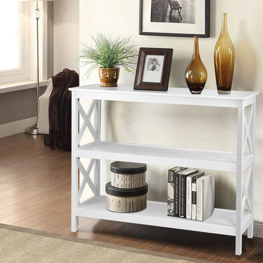 Quillon Wooden 3-tier Console Table - White Polly