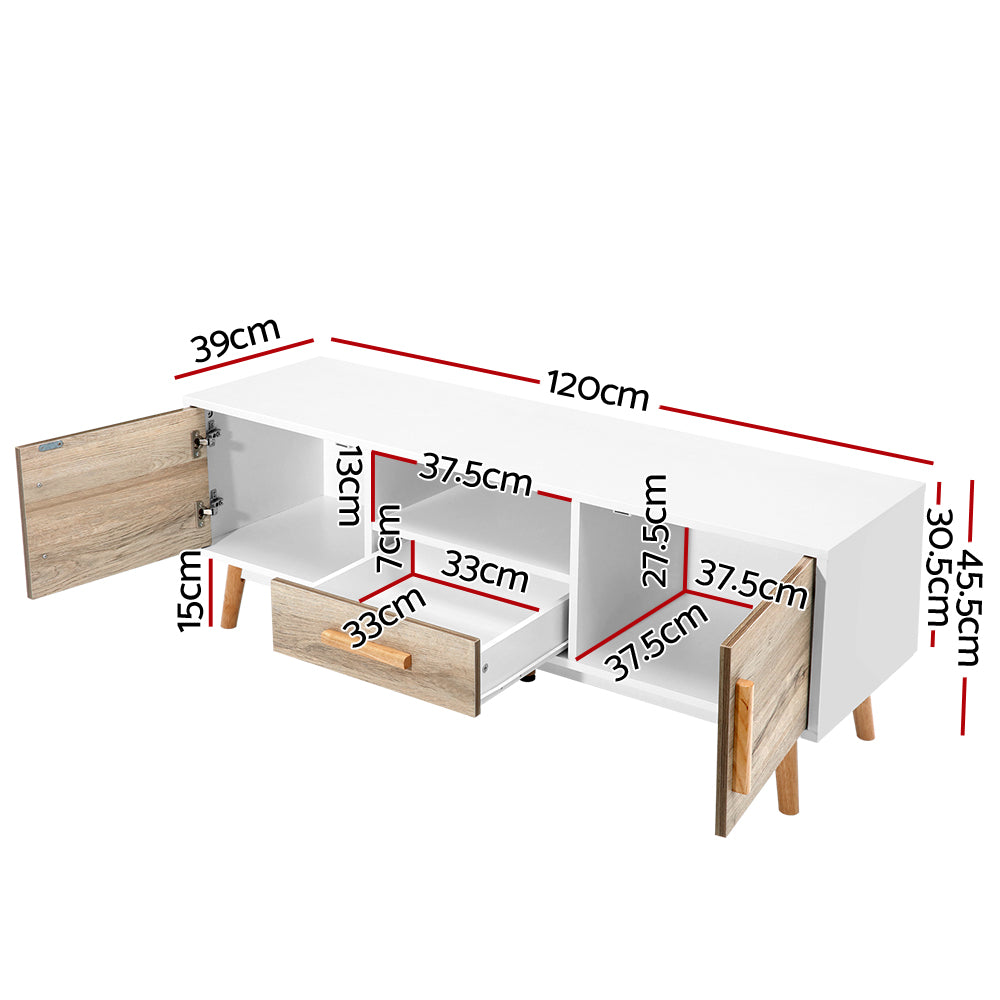 Nissa 120cm Wooden Entertainment Unit - White & Wood