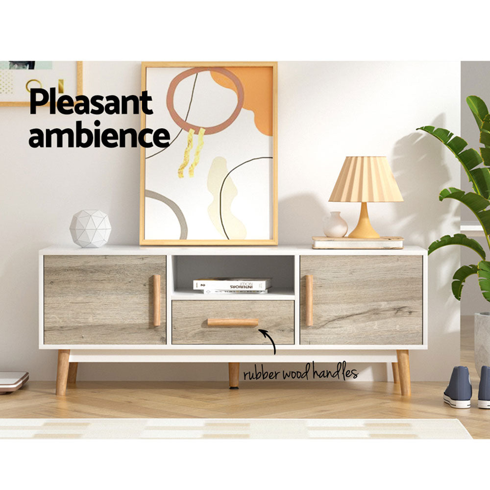 Nissa 120cm Wooden Entertainment Unit - White & Wood