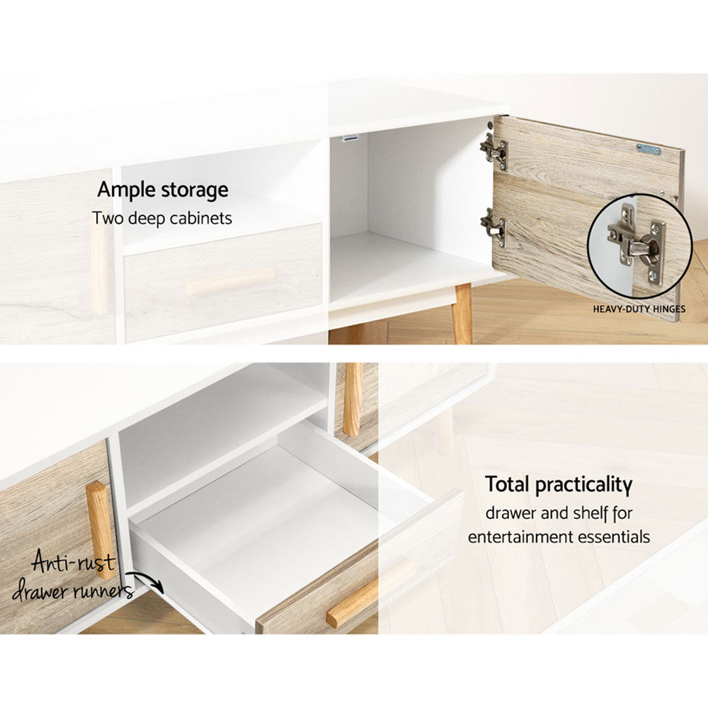 Nissa 120cm Wooden Entertainment Unit - White & Wood