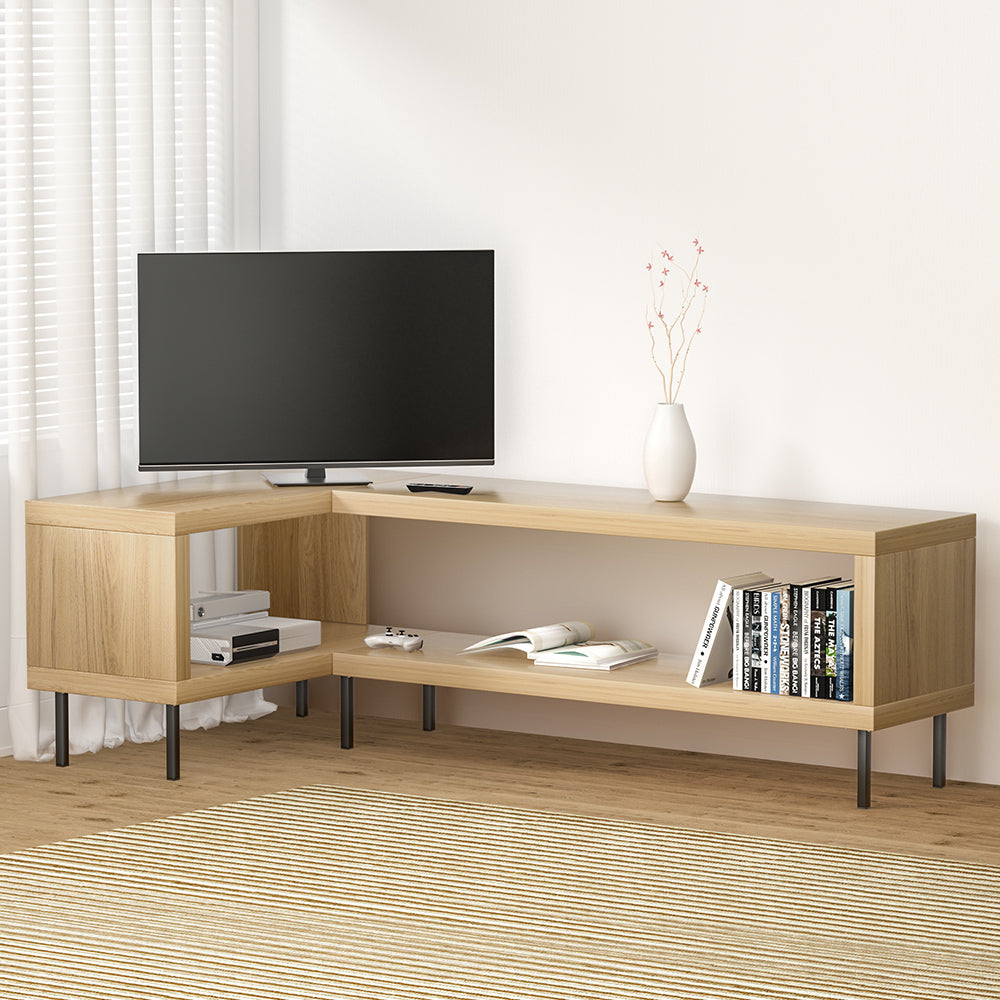 Elven 130cm Entertainment Unit Corner TV Cabinet Storage Shelf - Pine
