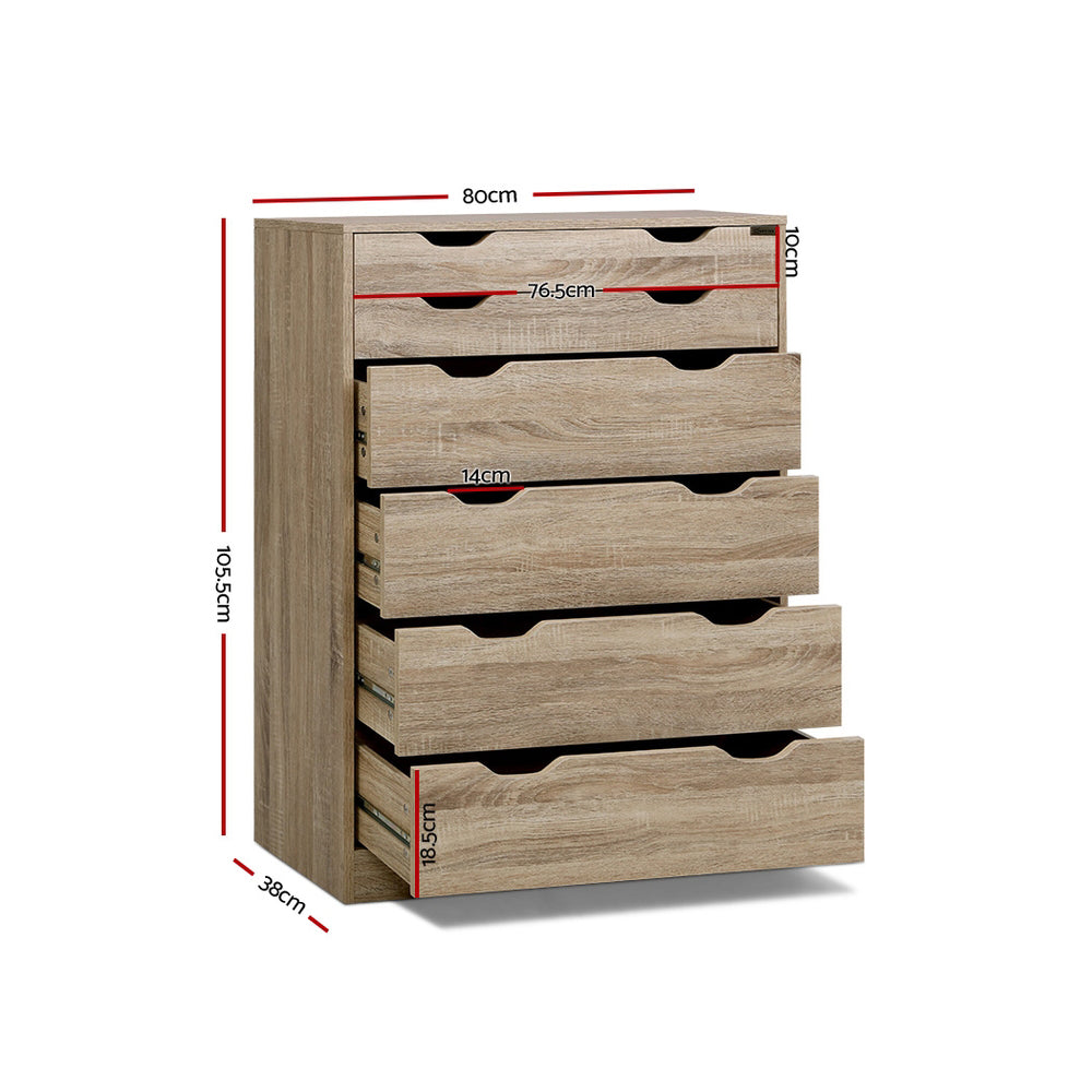 Artiss 6 Chest of Drawers - Oak