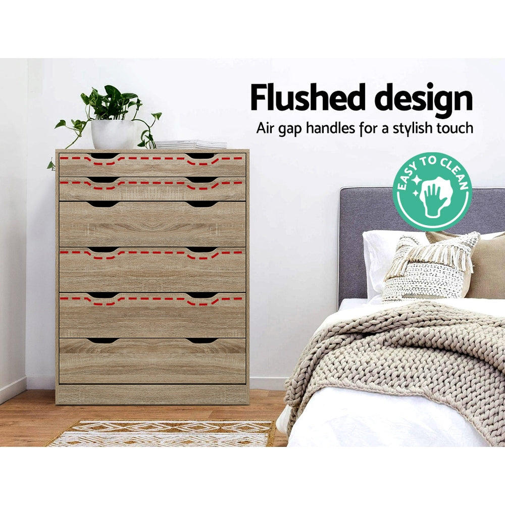 Artiss 6 Chest of Drawers - Oak