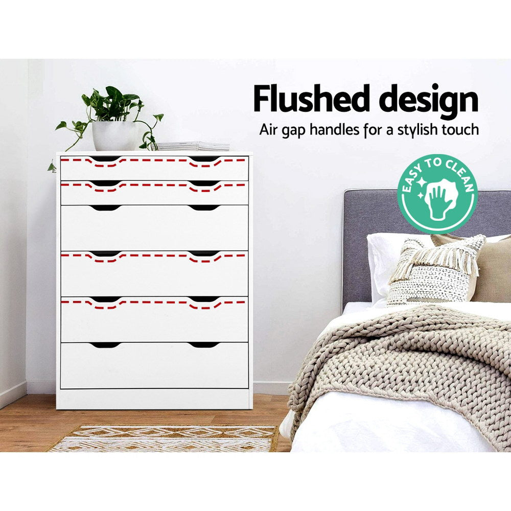 Artiss 6 Chest of Drawers - White