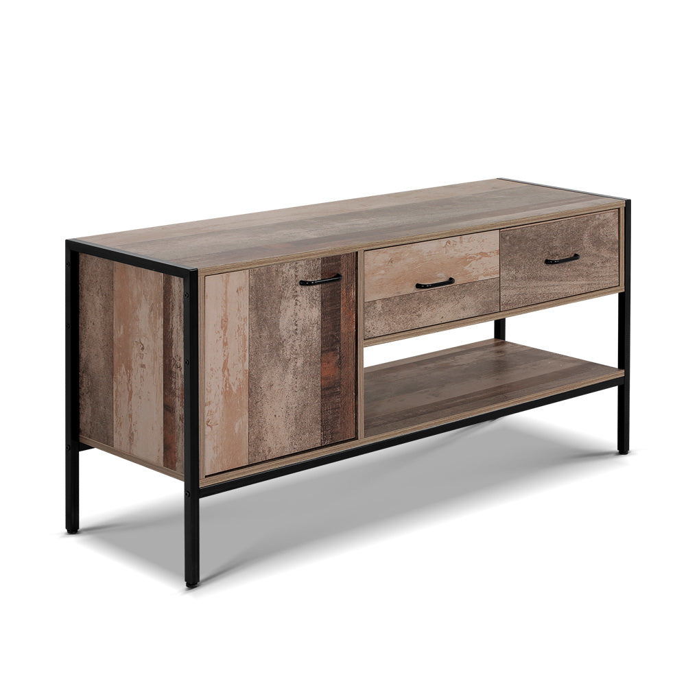 Lars 120cm TV Stand Entertainment Unit Storage Cabinet Industrial Wooden - Rustic