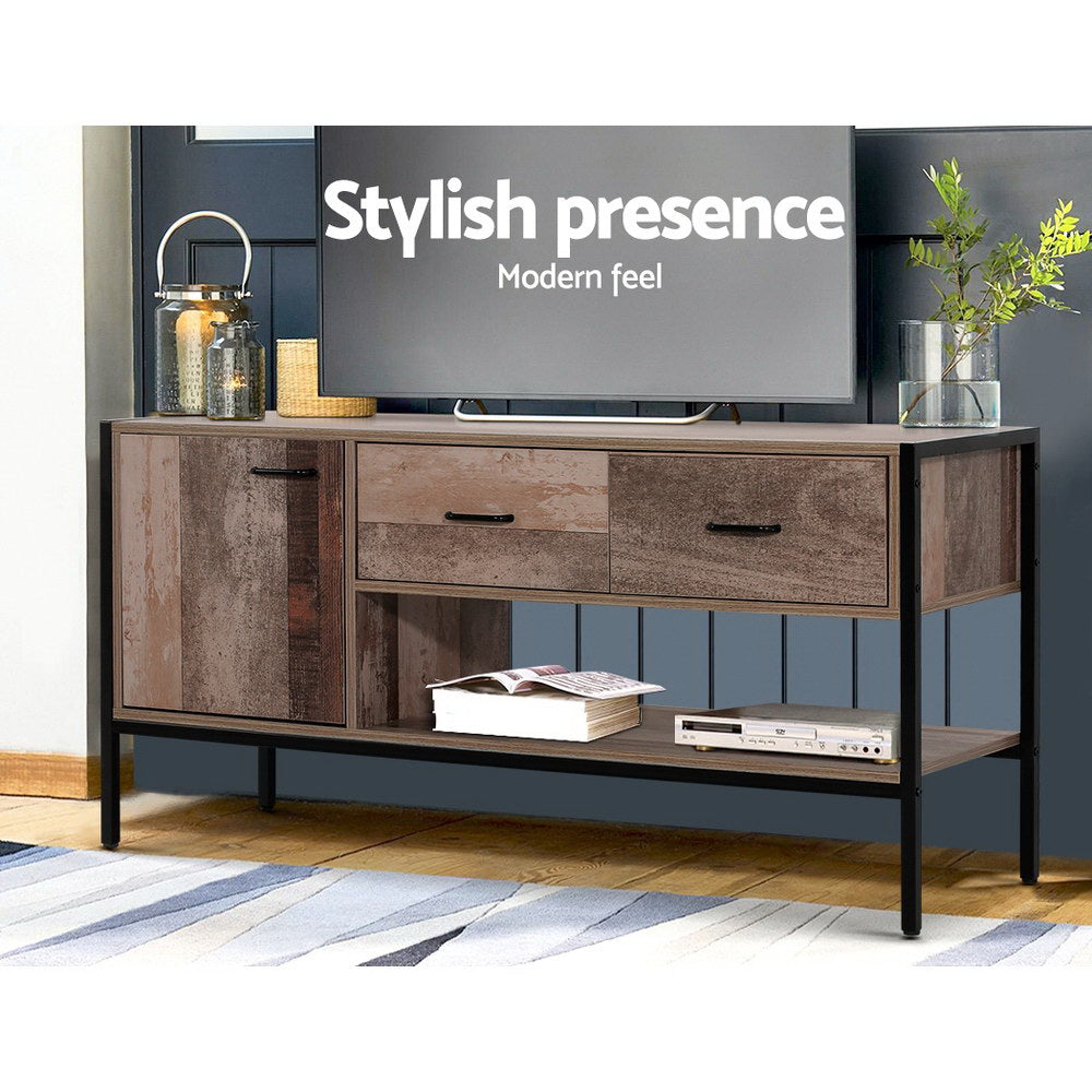 Lars 120cm TV Stand Entertainment Unit Storage Cabinet Industrial Wooden - Rustic