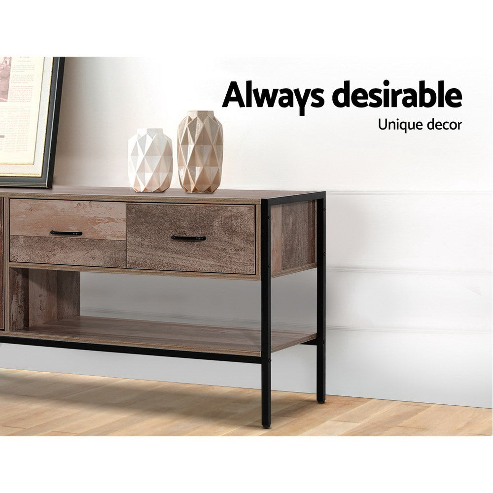 Lars 120cm TV Stand Entertainment Unit Storage Cabinet Industrial Wooden - Rustic