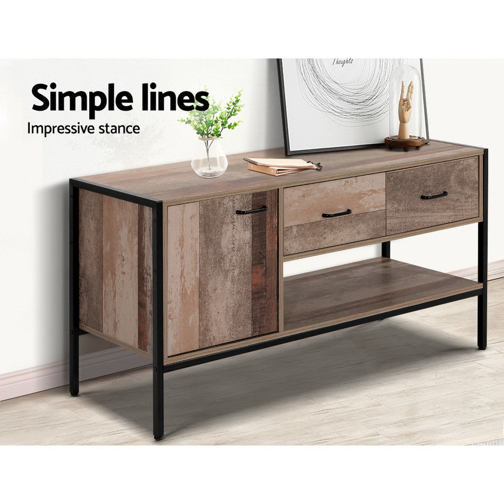 Lars 120cm TV Stand Entertainment Unit Storage Cabinet Industrial Wooden - Rustic