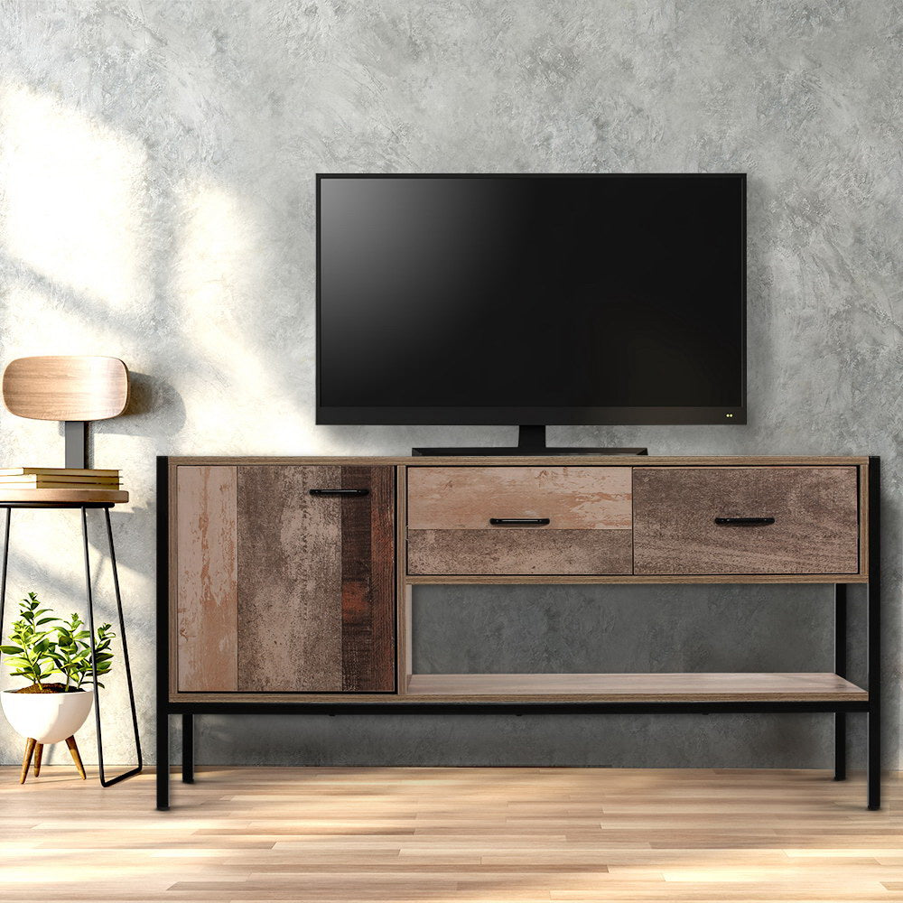 Lars 120cm TV Stand Entertainment Unit Storage Cabinet Industrial Wooden - Rustic