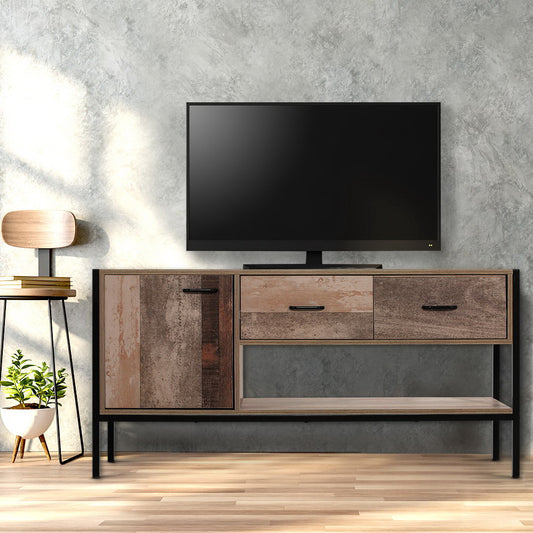 Lars 120cm TV Stand Entertainment Unit Storage Cabinet Industrial Wooden - Rustic