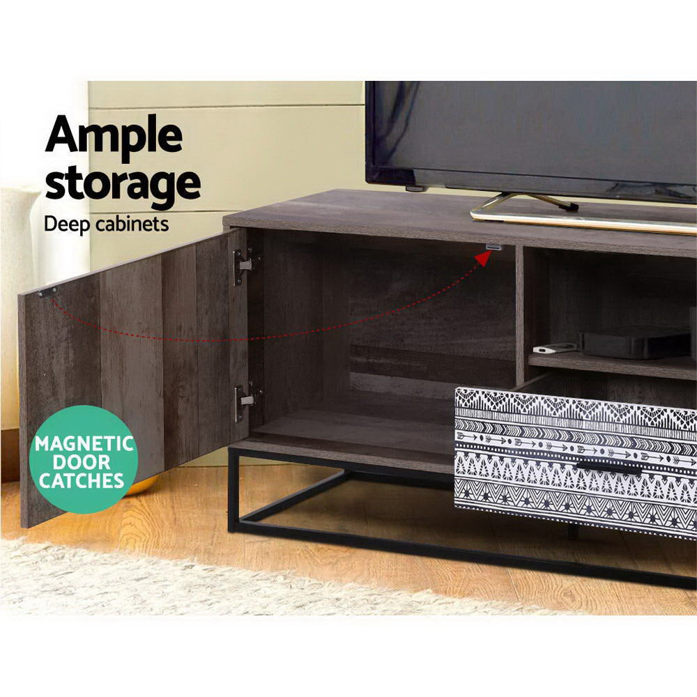 Lars 180cm TV Stand Entertainment Unit Storage Cabinet Industrial Wooden - Rustic