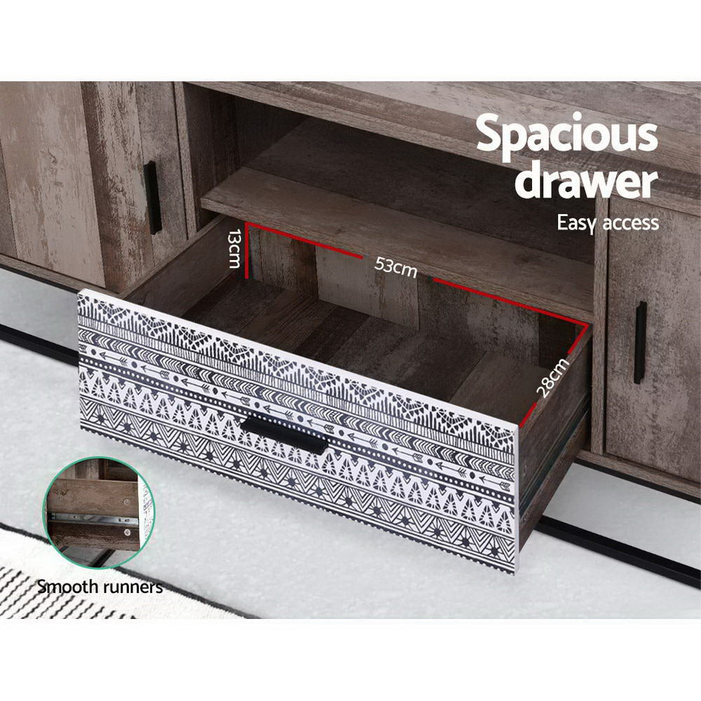 Lars 180cm TV Stand Entertainment Unit Storage Cabinet Industrial Wooden - Rustic