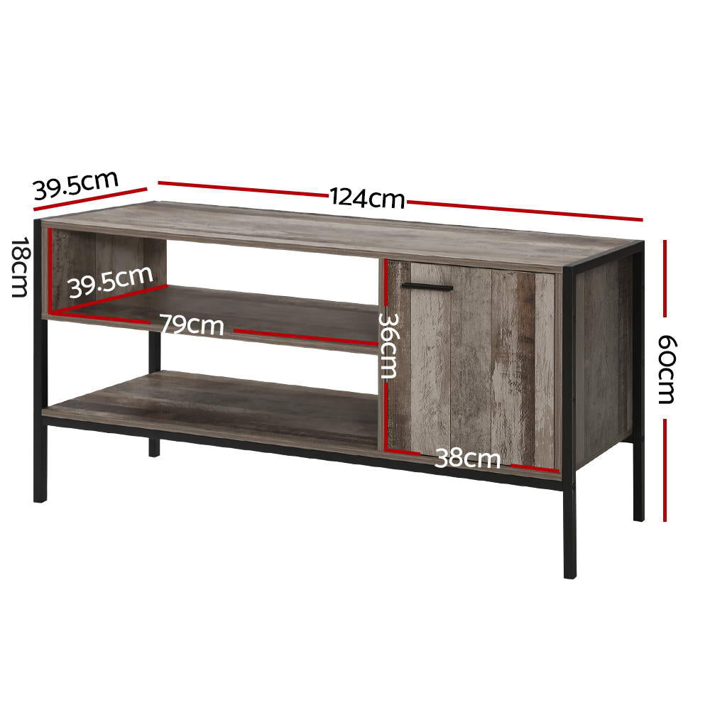 Lars 124cm TV Stand Entertainment Unit Storage Cabinet Industrial Wooden - Rustic