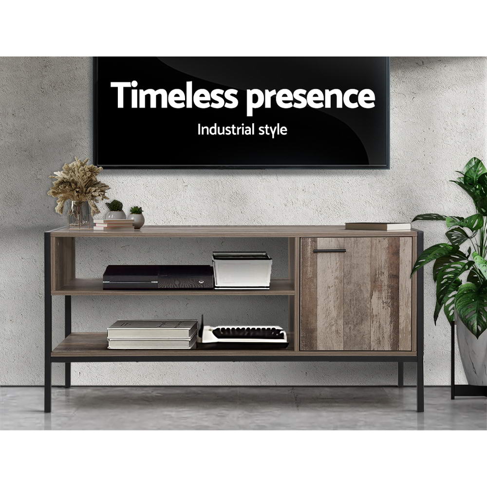 Lars 124cm TV Stand Entertainment Unit Storage Cabinet Industrial Wooden - Rustic