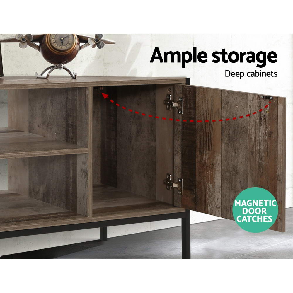 Lars 124cm TV Stand Entertainment Unit Storage Cabinet Industrial Wooden - Rustic