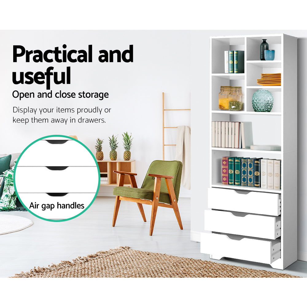 Artiss Bookshelf With Drawers - Nana White