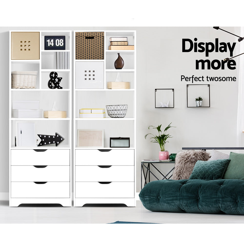 Artiss Bookshelf With Drawers - Nana White