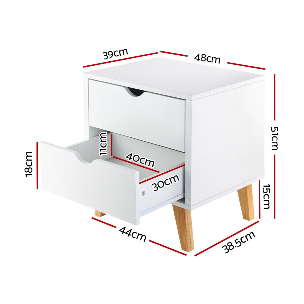 Stirling Double Bedroom Suite 5 Piece 1x Double Mattress, 1x Double Wooden Bed Frame, 2x White Wooden Bedside Tables and 1x White Tallboy