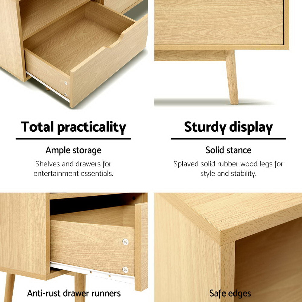 Ursa 160cm Wooden Scandinavian Entertainment Unit - Natural