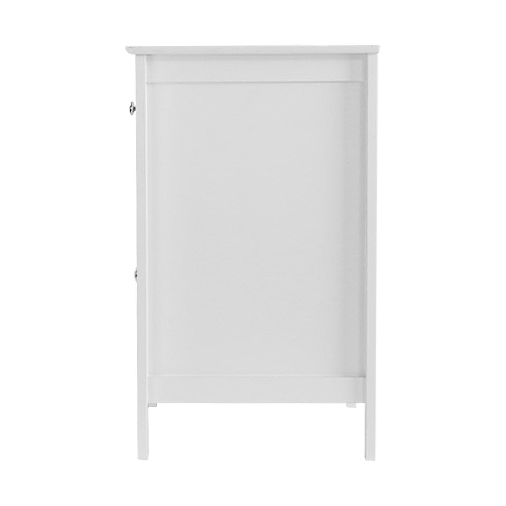 Comeau Wooden Bedside Tables Big Storage Cabinet Nightstand Lamp Chest with 2 Drawers - White