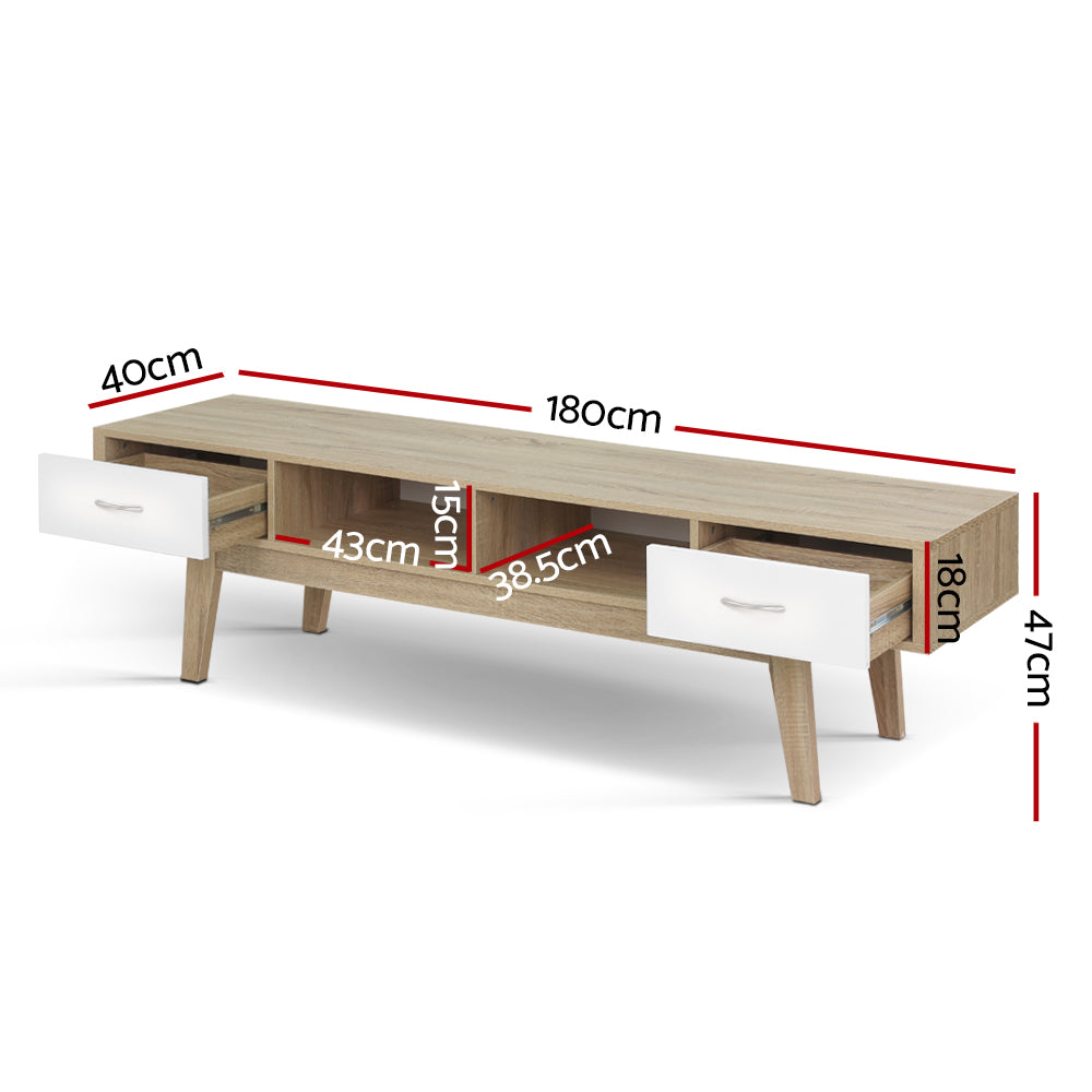 Sven 180cm TV Cabinet Entertainment Unit Stand Storage Drawer Scandinavian - Oak