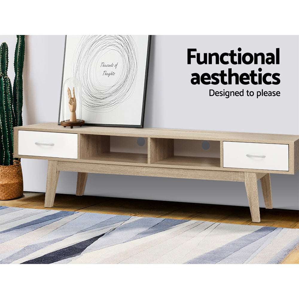 Sven 180cm TV Cabinet Entertainment Unit Stand Storage Drawer Scandinavian - Oak