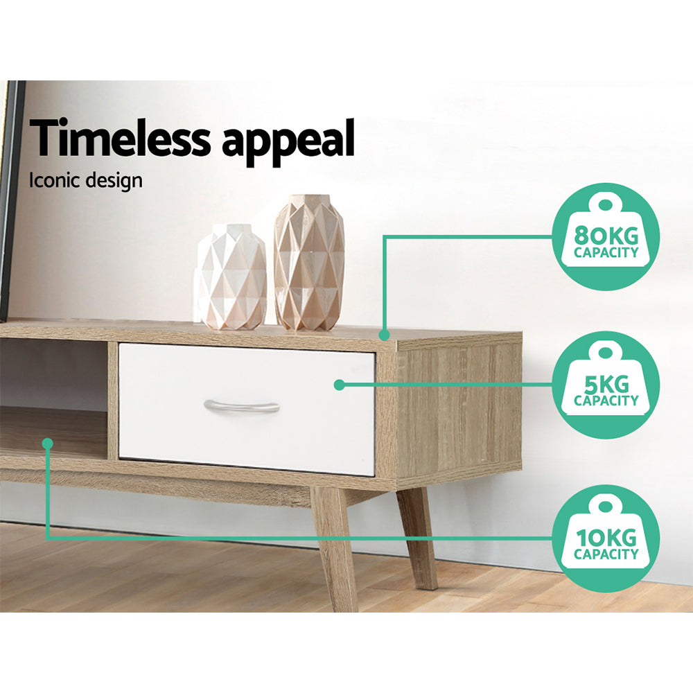 Sven 180cm TV Cabinet Entertainment Unit Stand Storage Drawer Scandinavian - Oak