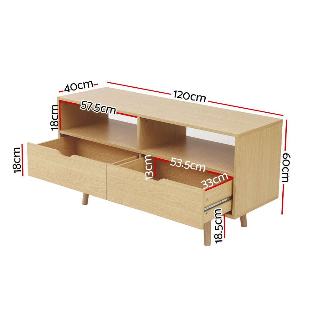 Vali 120cm TV Cabinet Entertainment Unit Stand Wooden Storage Scandinavian - Wood