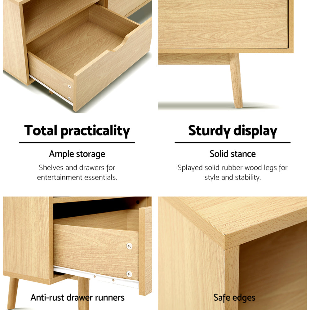 Vali 120cm TV Cabinet Entertainment Unit Stand Wooden Storage Scandinavian - Wood