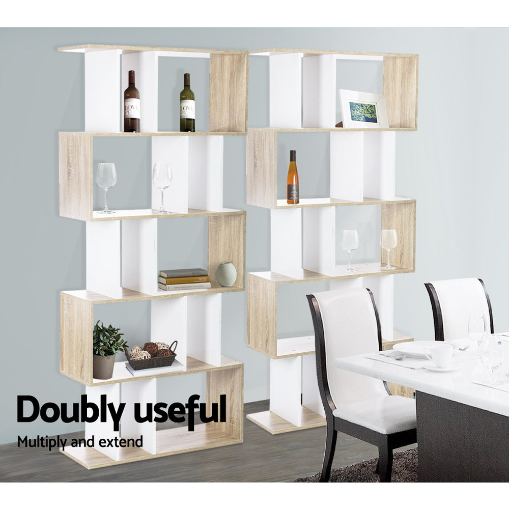 Artiss Bookshelf 5 Tiers - Rita White And Oak