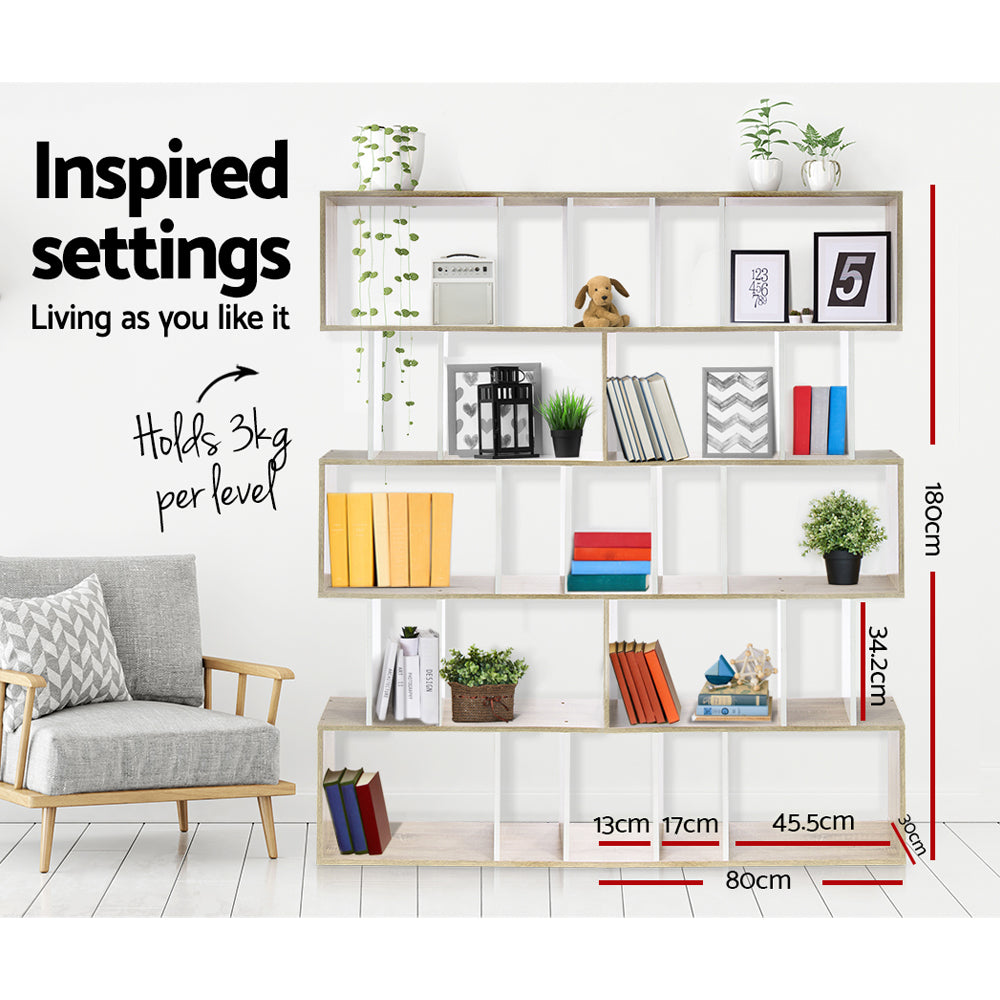 Artiss Bookshelf 5 Tiers - Rita White And Oak