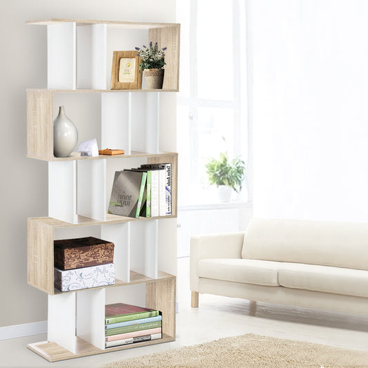 Artiss Bookshelf 5 Tiers - Rita White And Oak