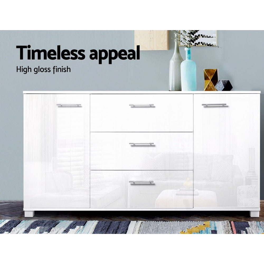 Daxton Wooden Buffet Sideboard High Gloss - White