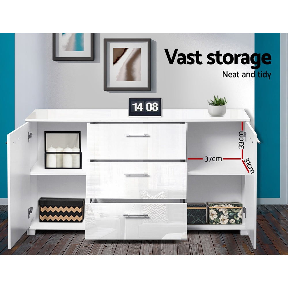 Daxton Wooden Buffet Sideboard High Gloss - White