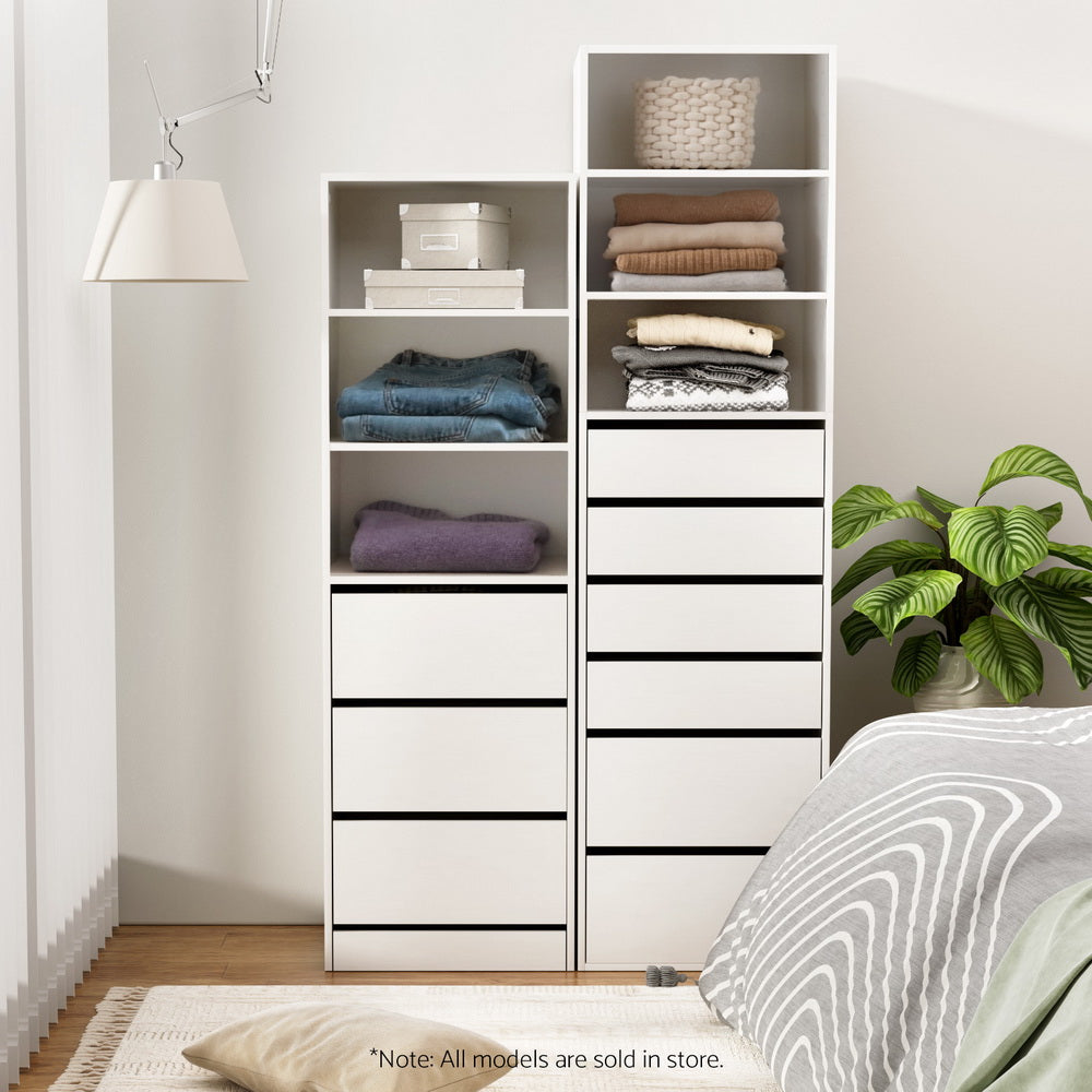 Artiss 3 Chest of Drawers Tallboy Cabinet - White