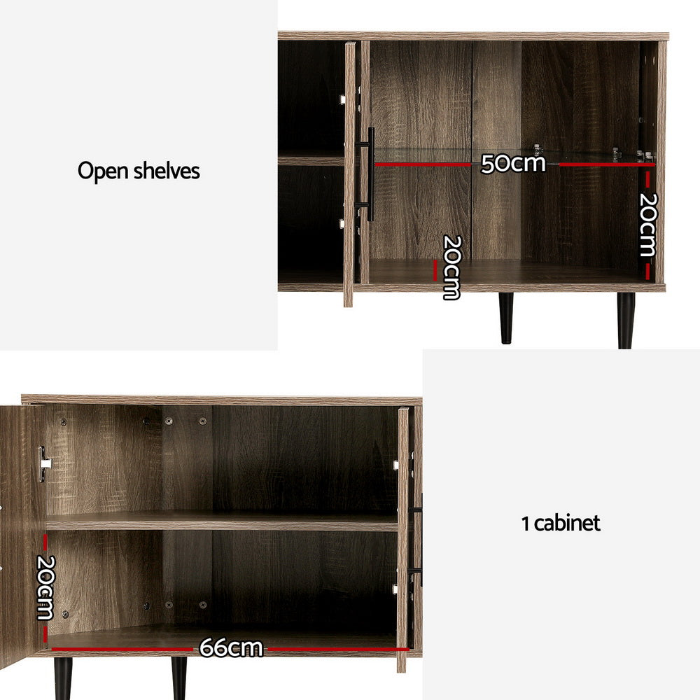 Harriet 120cm Corner Entertainment Unit Stand TV Cabinet Open Storage Shelf - Brown