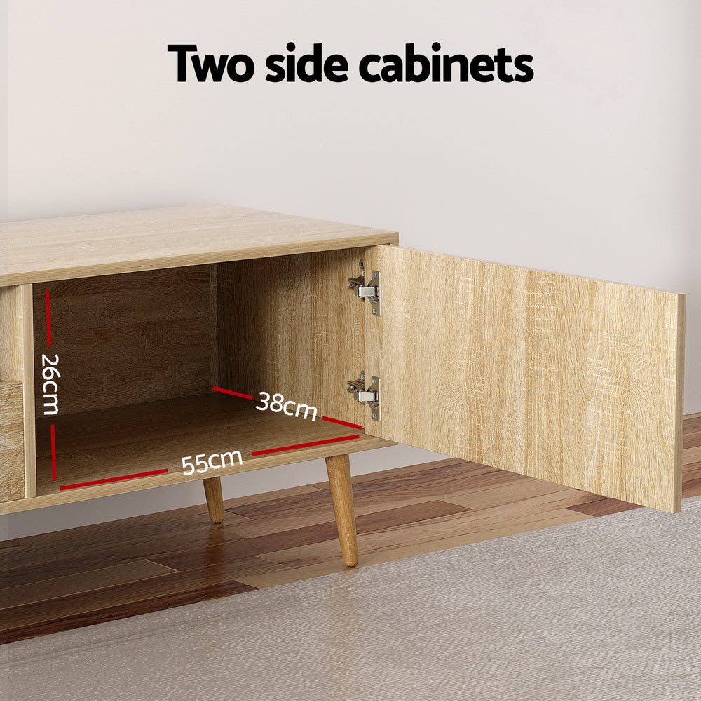 Bethany 200cm Entertainment Unit TV Cabinet Storage Drawers - Pine