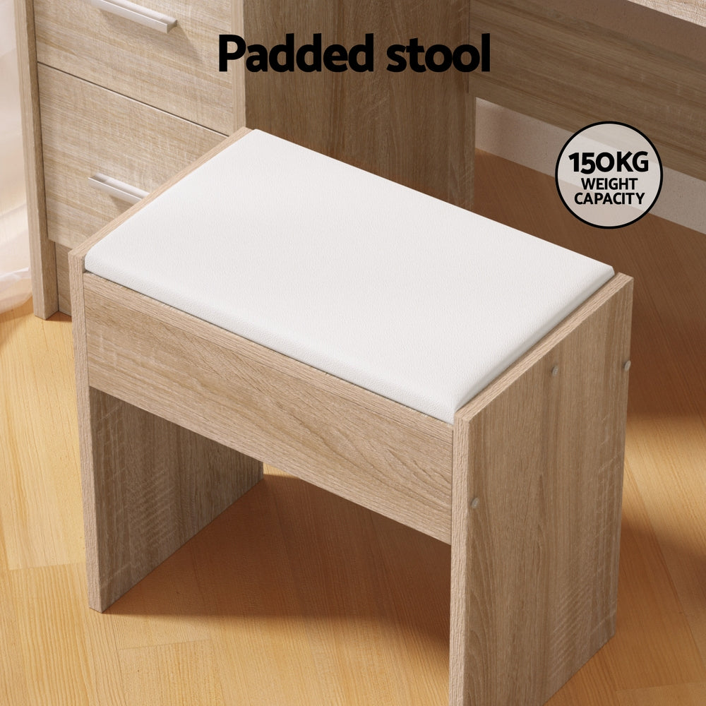 Dressing Table Set Stool 10 Led Bulbs - Wood