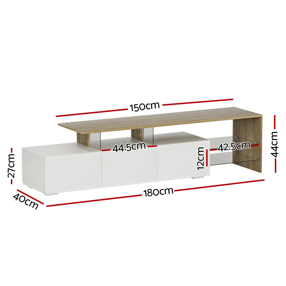 Arvid 180cm TV Cabinet Entertainment TV Unit Stand Furniture With Drawers - Wood
