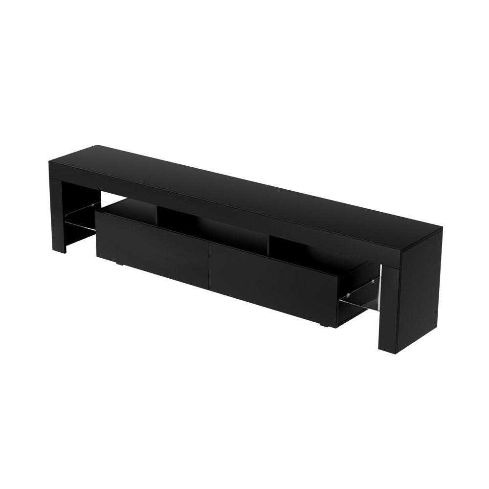 Erica 200cm TV Cabinet Entertainment Unit Stand RGB LED Gloss Furniture - Black