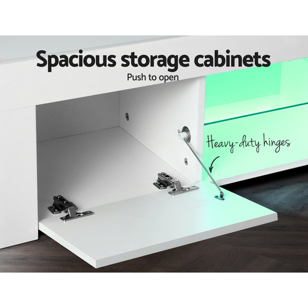 Morten 130cm TV Cabinet Entertainment Unit Stand RGB LED Gloss Furniture - White