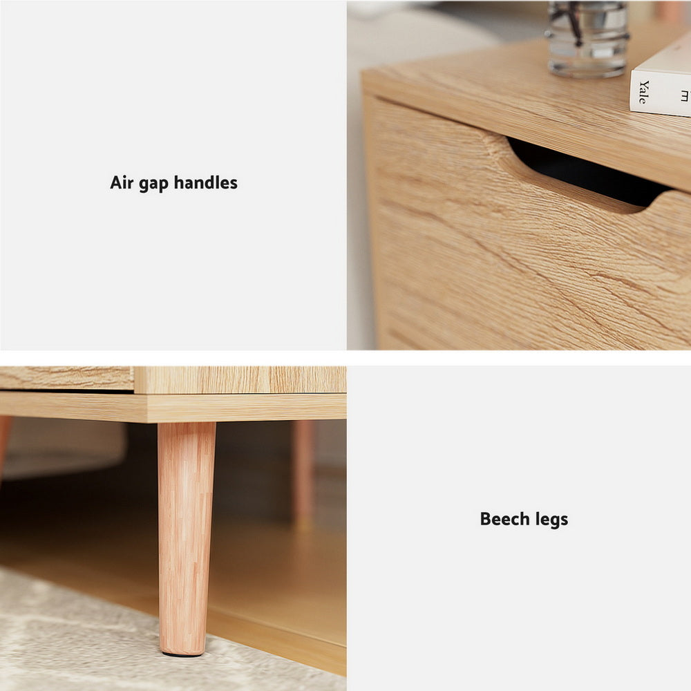 Set of 2 Reno Bedside Tables with 2 Drawers - Pine