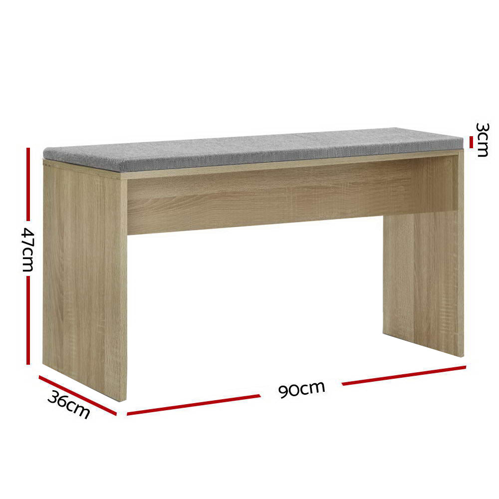 Ashtyn 90cm Dining Bench Upholstery Seat Stool Chair Cushion Kitchen Furniture - Oak