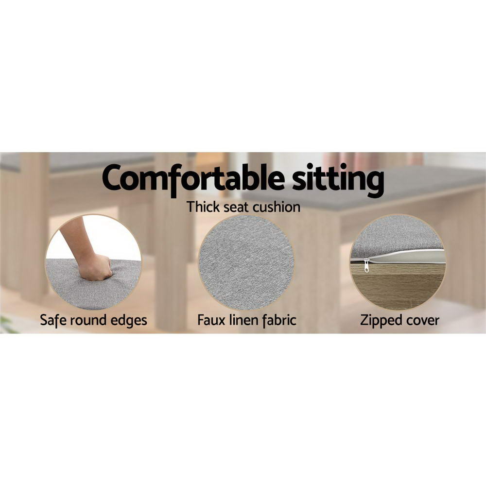 Ashtyn 90cm Dining Bench Upholstery Seat Wooden Chair - Oak