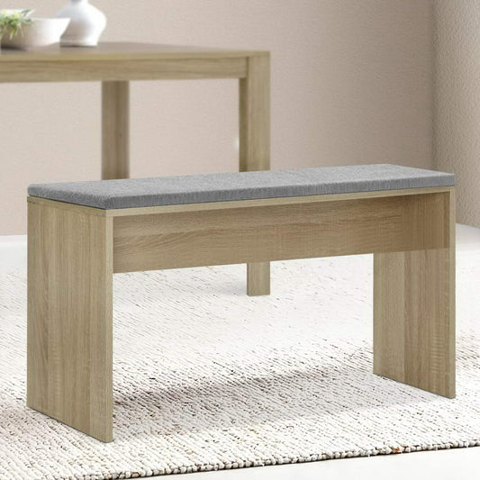 Ashtyn 90cm Dining Bench Upholstery Seat Wooden Chair - Oak
