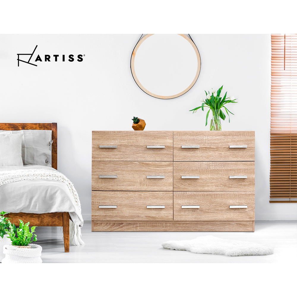 Artiss 6 Chest of Drawers - Pine