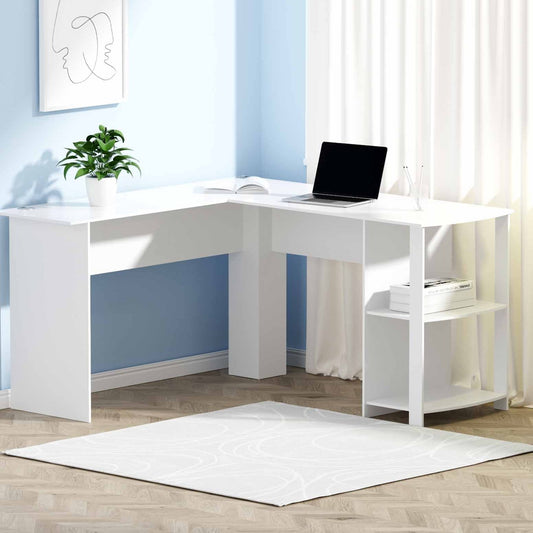 Artiss Computer Desk Shelf L-Shape White 136cm