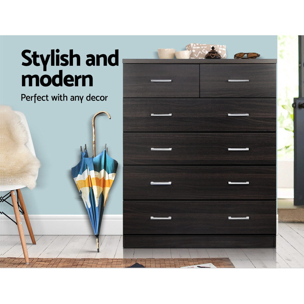 Artiss 6 Chest of Drawers - Walnut