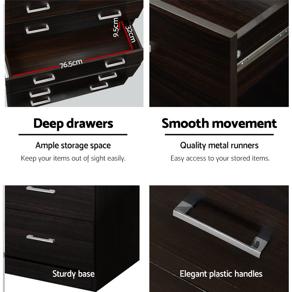 Artiss 6 Chest of Drawers - Walnut