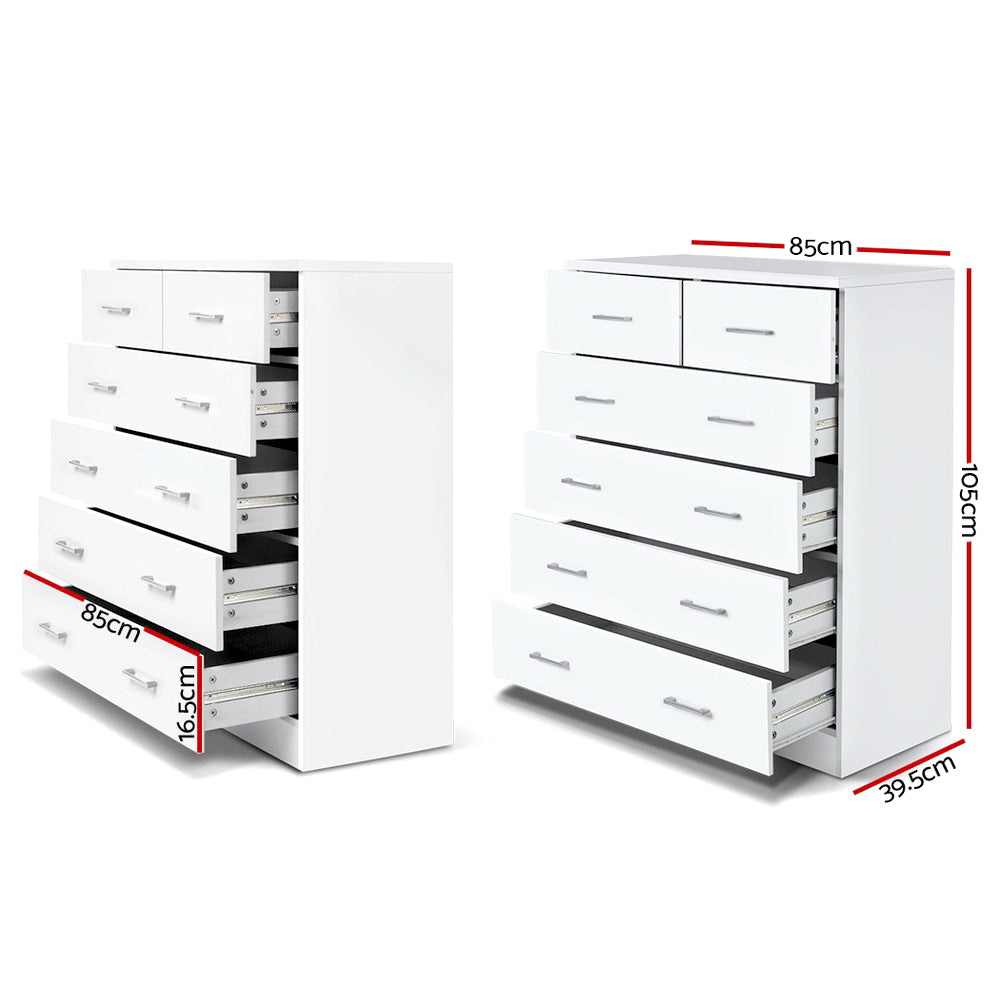 Artiss 6 Chest of Drawers - White